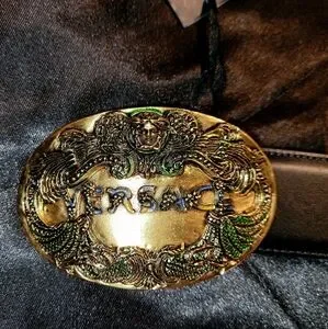 Versace Oval Logo Black Multi Leather Belt with Gold Buckle Size85 /34 Rare Find Versace | Accessories | Versace Oval Logo Black Multi  main image 3